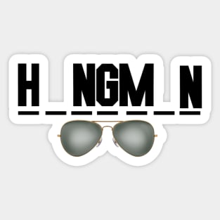 hangman font black with glasses Sticker